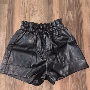 Women’s faux black leather shorts
